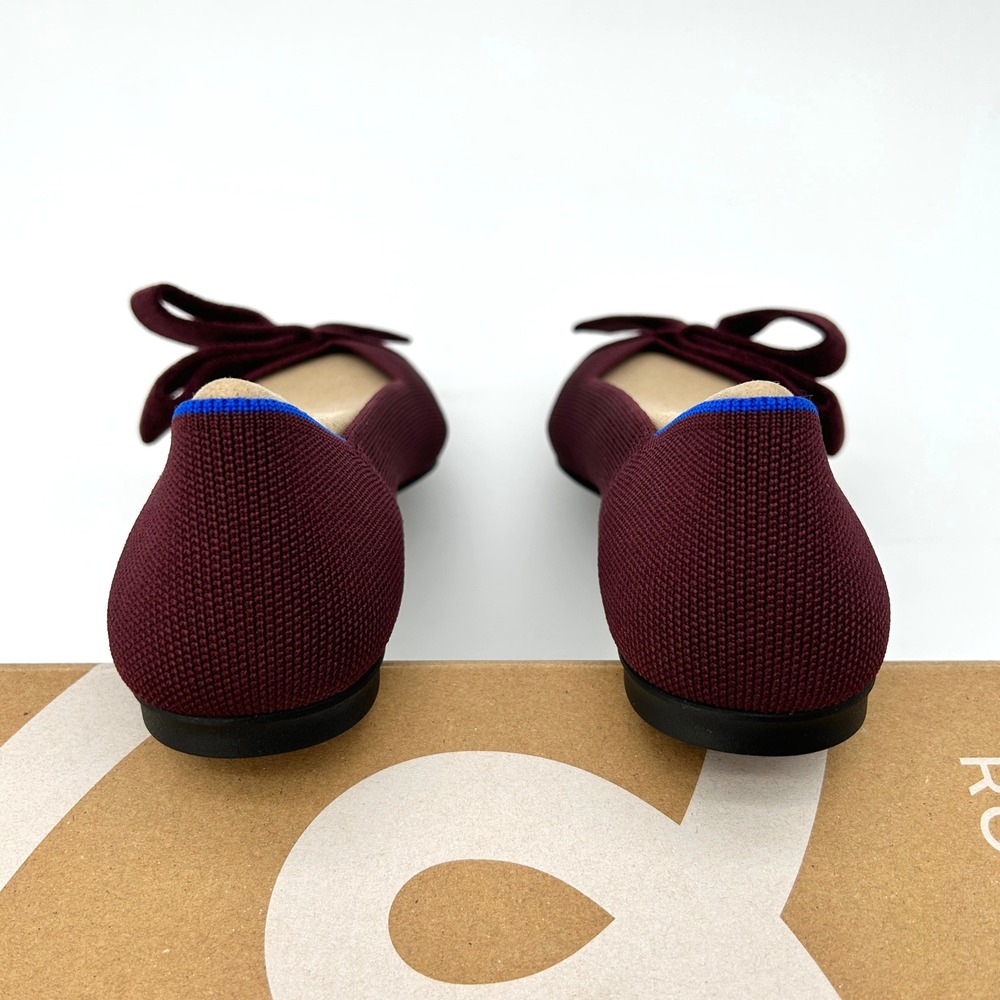 Rothy's The Bow Point II Size 8 Womens Flats Syrah Burgundy Sustainable Knit NEW - Picture 4 of 7